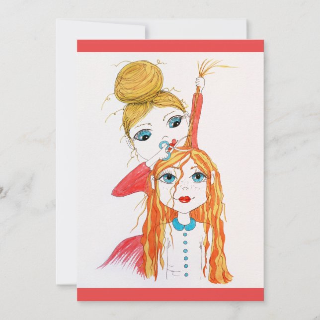 Cute Haircut Whimsical Art Illustration Card (Front)