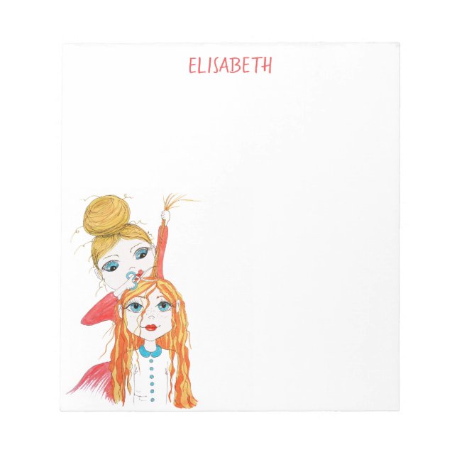 Cute Haircut Whimsical Illustration Personalised Notepad (Front)