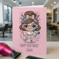 Cute Hairdresser Birthday Card for Beautician