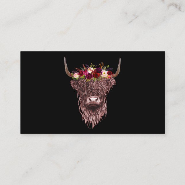 Cute Hairy Scottish Highland Cow Highland Hairy Co Business Card (Front)