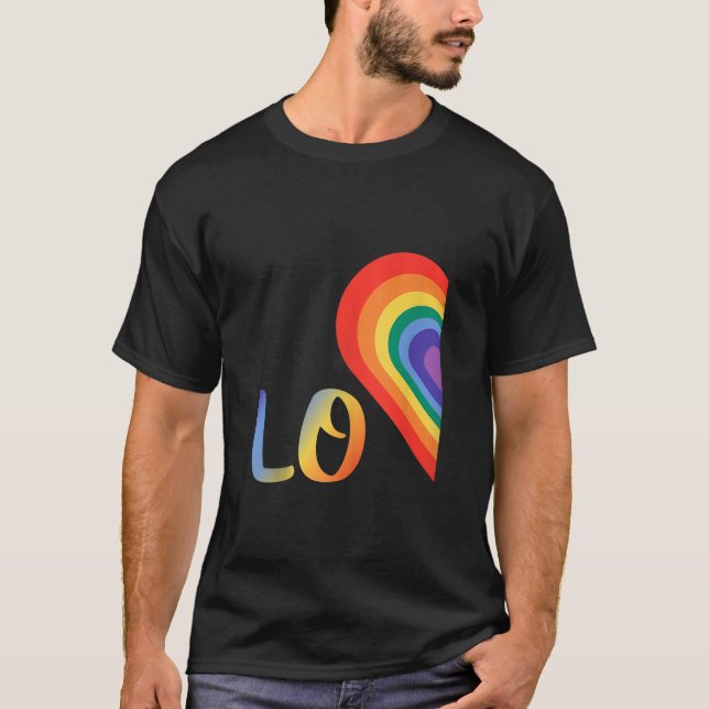 Cute Half Heart Love LGBTQ pride Lesbian Gay Coupl T-Shirt (Front)