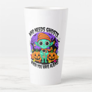 Cute Halloween Alien Design for Spooky Fun! Latte Mug