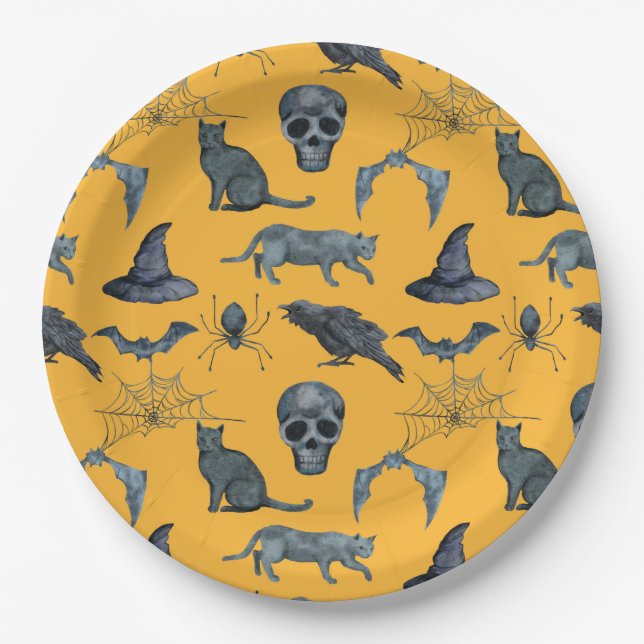 Cute Halloween all-over design Paper Plates (Front)