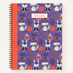 Cute Halloween Animals Purple Personalised Sketch Notebook