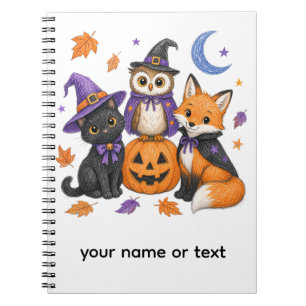 Cute Halloween Animals - Witch Black Cat Owl Fox P Notebook