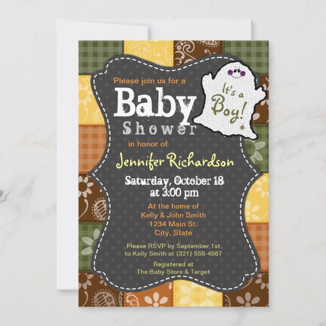 Cute Halloween, Autumn, Baby Shower Invitation (Front)