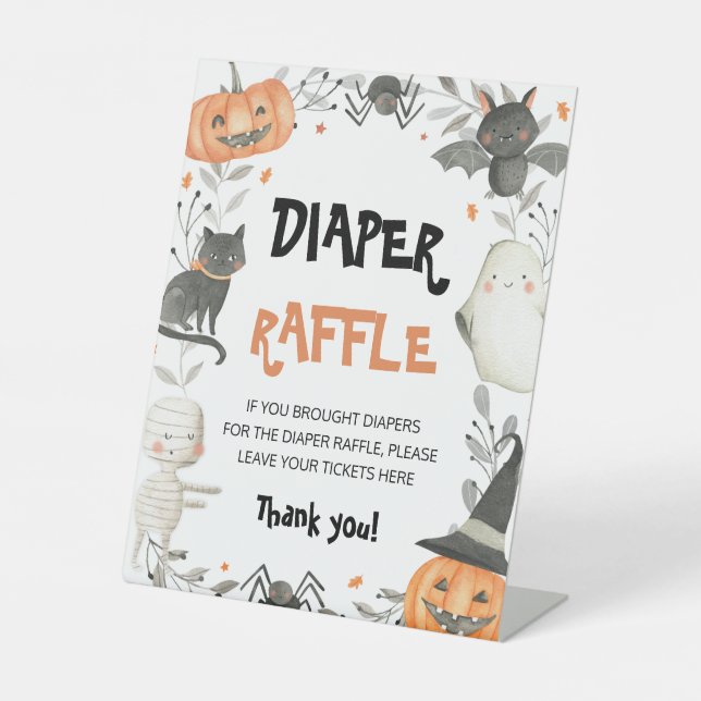 Cute Halloween Baby Shower Diaper Raffle Sign (Front)