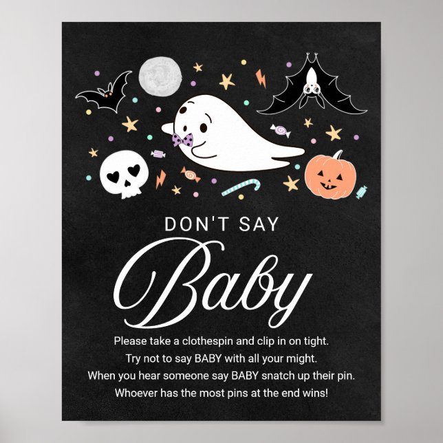 Cute Halloween Baby Shower Don't Say Baby Sign (Front)