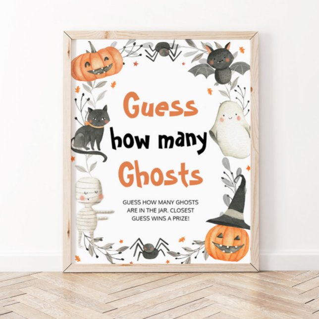 Cute Halloween Baby Shower Guess how many Ghosts Poster (Creator Uploaded)