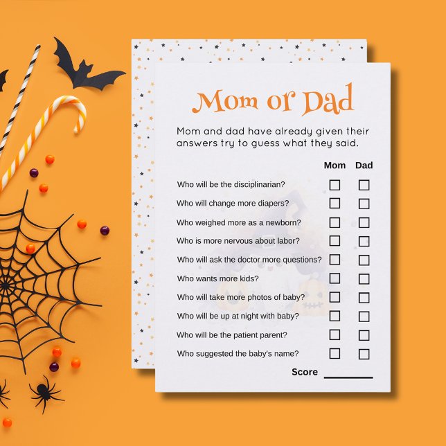 Cute Halloween Baby Shower Guess Who Game Card (Creator Uploaded)