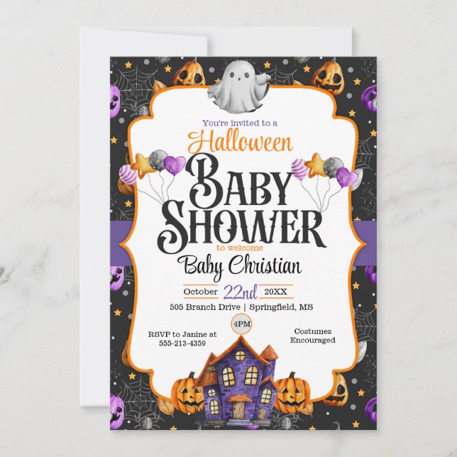 Cute Halloween Baby Shower Invitation (Front)