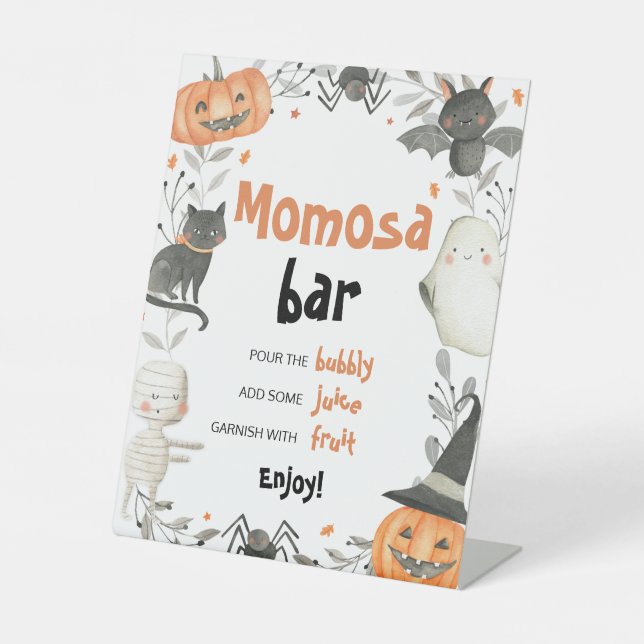 Cute Halloween Baby Shower Momosa Bar Sign (Front)