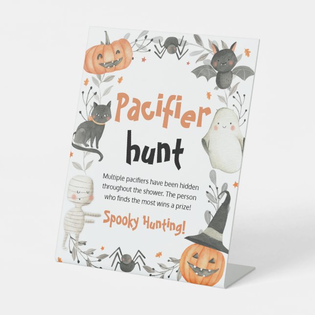 Cute Halloween Baby Shower Pacifier Hunt Sign (Front)