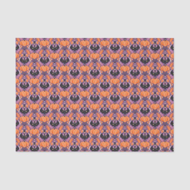 Cute Halloween Bat and Pumpkin Decoupage  Tissue Paper (Front)
