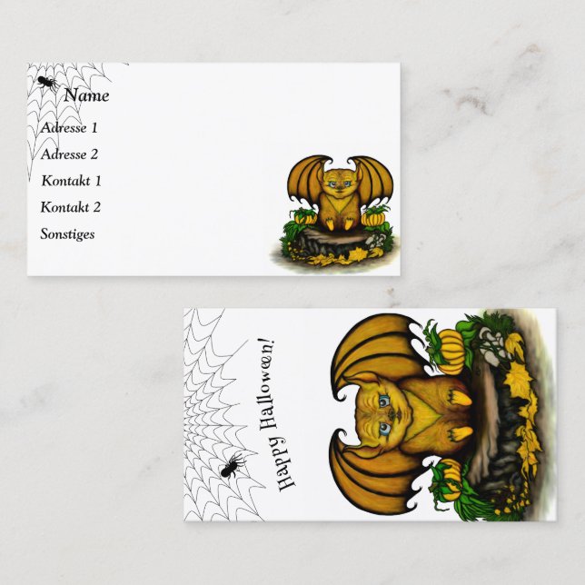 Cute Halloween Bat Business Card (Front/Back)