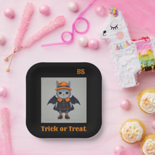 Cute Halloween bat in Disguise Festive Paper Plate
