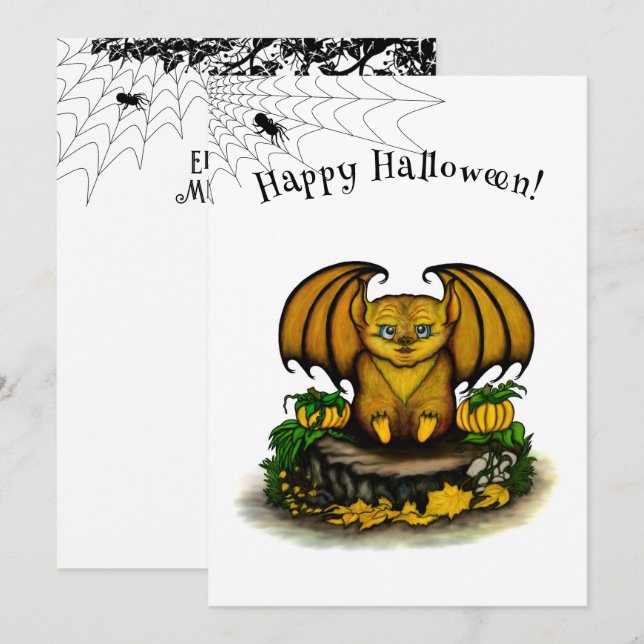  Cute Halloween Bat Menu (Front/Back)