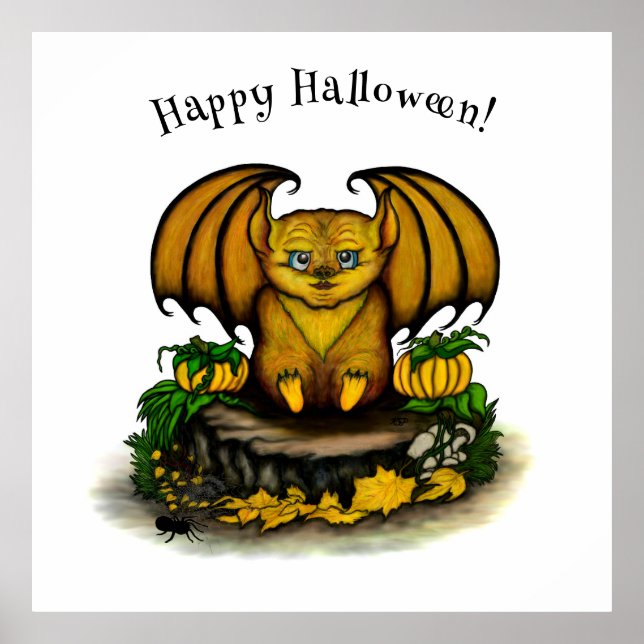 Cute Halloween Bat Poster (Front)