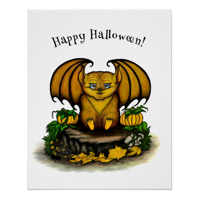  Cute Halloween Bat Poster (Front)