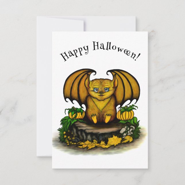  Cute Halloween Bat RSVP Card (Front)