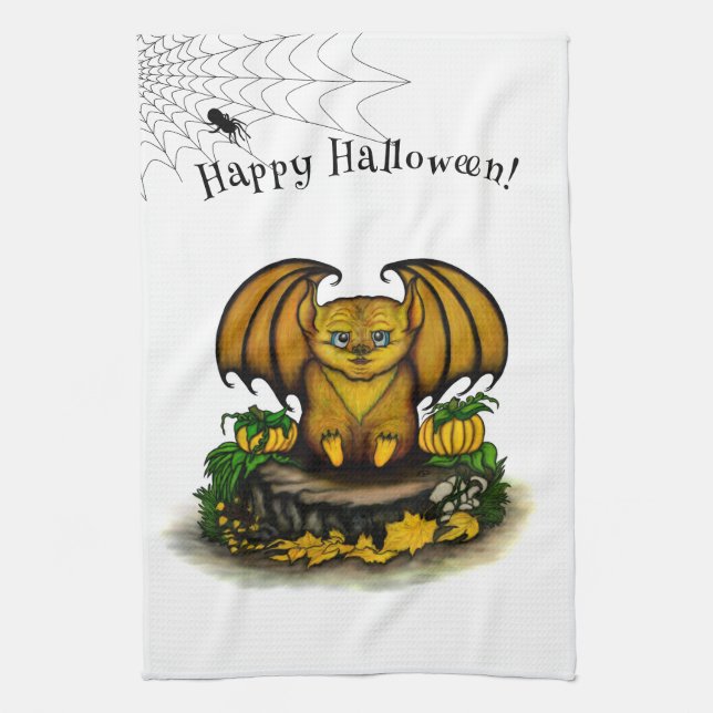  Cute Halloween Bat Tea Towel (Vertical)