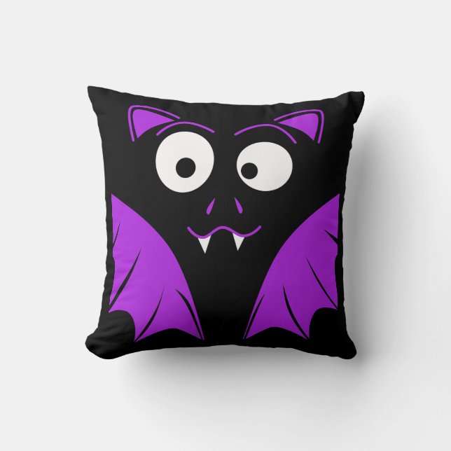 Cute Halloween Bat Throw Pillow (Front)
