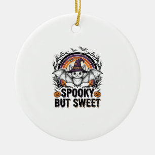 Cute Halloween Bat Vintage Engraving Spooky Shirt Ceramic Tree Decoration