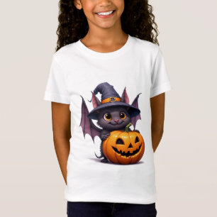 Cute Halloween Bat With Pumpkin Witch Hat 🎃 T-Shirt