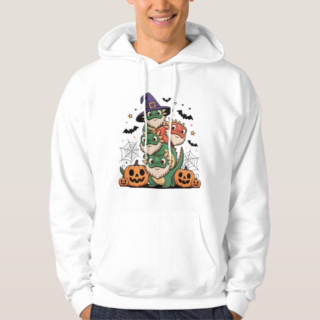 Cute Halloween Bearded Dragons Stack Hoodie (Front)