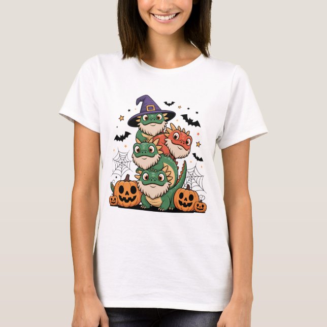 Cute Halloween Bearded Dragons Stack T-Shirt (Front)