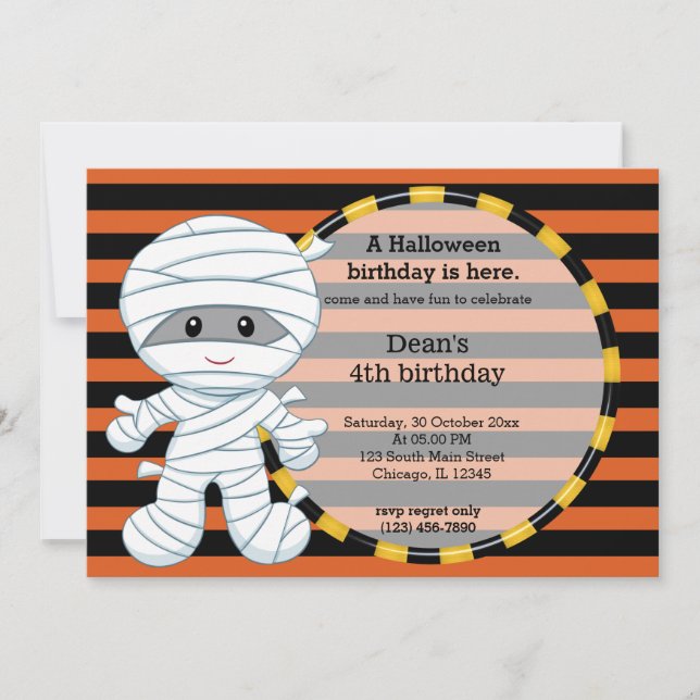 Cute halloween birthday invitation (Front)