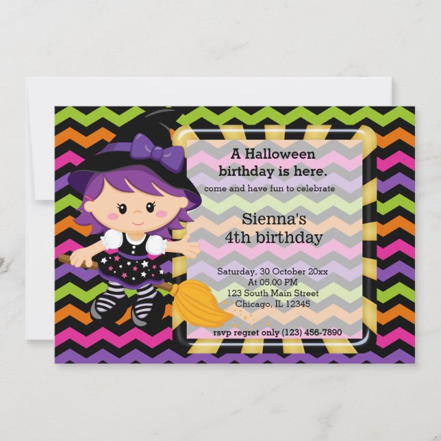 Cute halloween birthday invitation (Front)