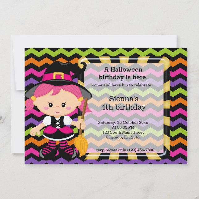 Cute halloween birthday invitation (Front)