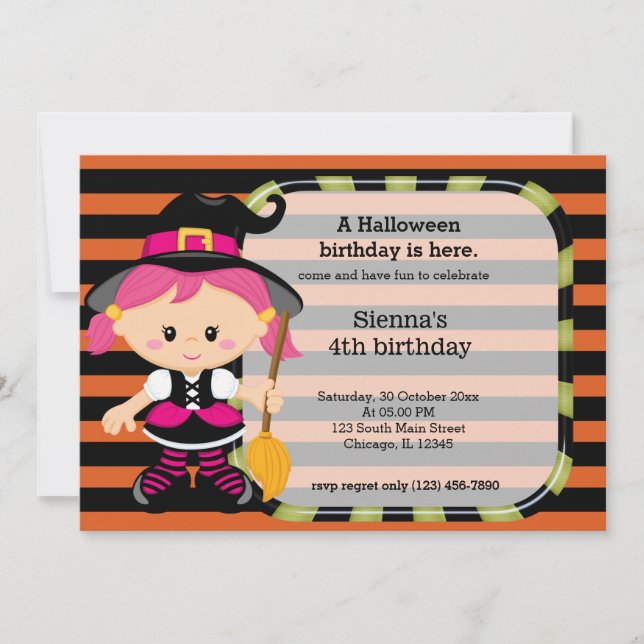 Cute halloween birthday invitation (Front)