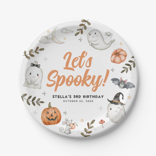 Cute Halloween Birthday Paper Plates (Front)
