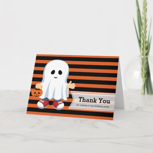Cute Halloween birthday Thank You Card (Front)