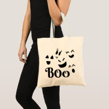 Cute Halloween Black and White BOO Ghost Faces