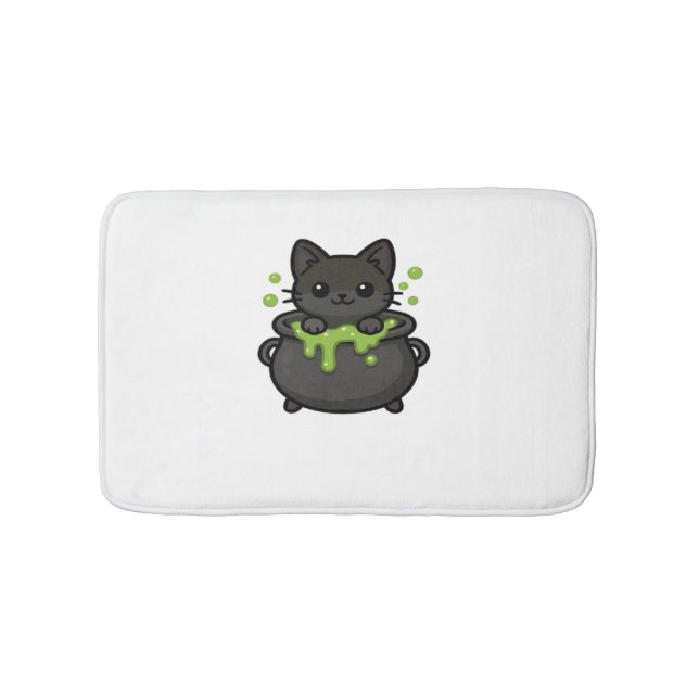 Cute Halloween Black Cat Classic T-Shirt Bath Mat (Front)
