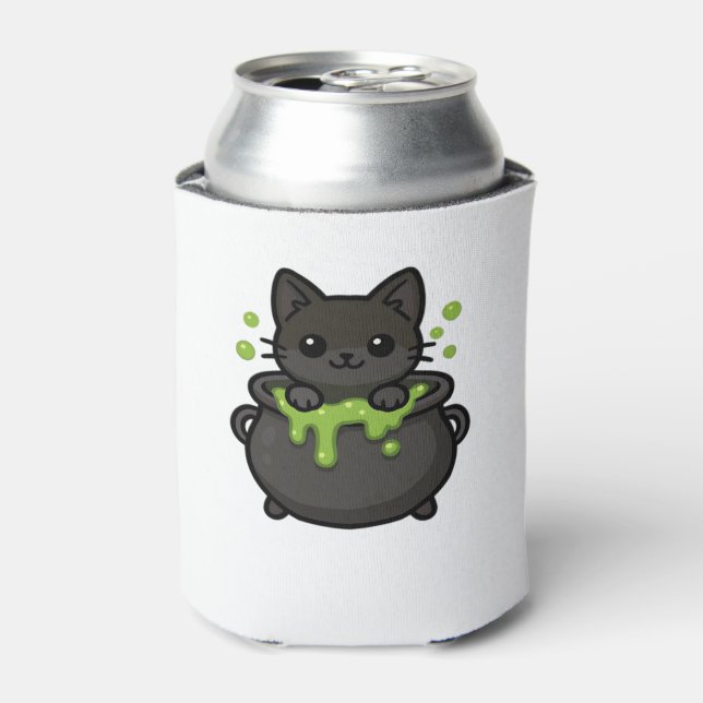 Cute Halloween Black Cat Classic T-Shirt Can Cooler (Can Front)