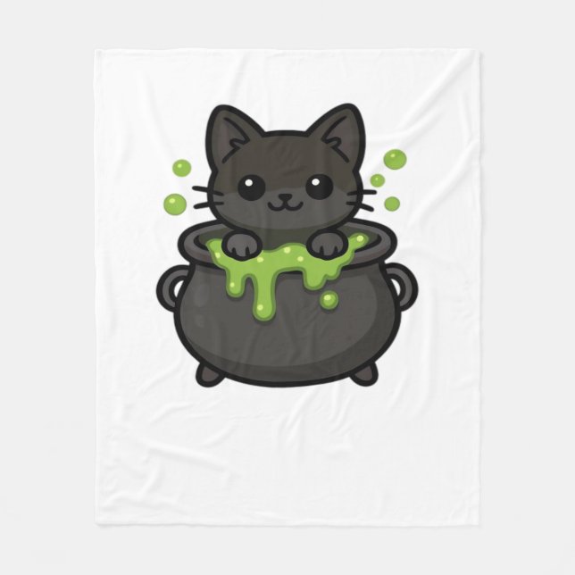 Cute Halloween Black Cat Classic T-Shirt Fleece Blanket (Front)