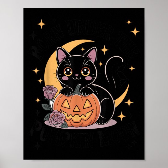 Cute Halloween Black Cat Pastel Goth Witchy Poster (Front)