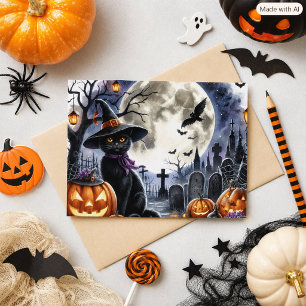 Cute Halloween Black Cat Postcard