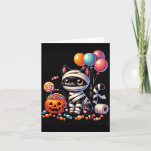 Cute Halloween Black Cat Pumpkin Trick Or Treat Card