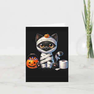 Cute Halloween Black Cat Pumpkin Trick Or Treat Card