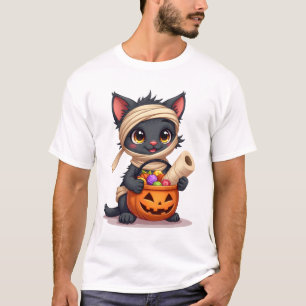 Cute Halloween Black Cat Pumpkin Trick or Treat Gi T-Shirt