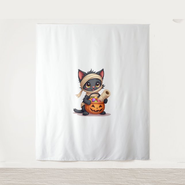 Cute Halloween Black Cat Pumpkin Trick or Treat Gi Tapestry (Front)