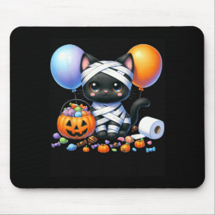 Cute Halloween Black Cat Pumpkin Trick Or Treat Mouse Mat