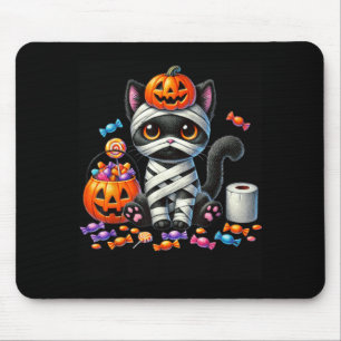 Cute Halloween Black Cat Pumpkin Trick Or Treat Mouse Mat