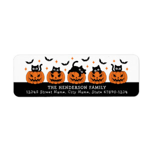 Cute Halloween Black Cat Return Address Labels