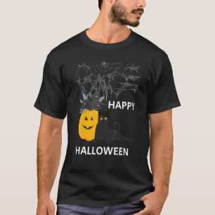 Cute Halloween Black Cat Witch Hat Pumpkin For Kid T-Shirt